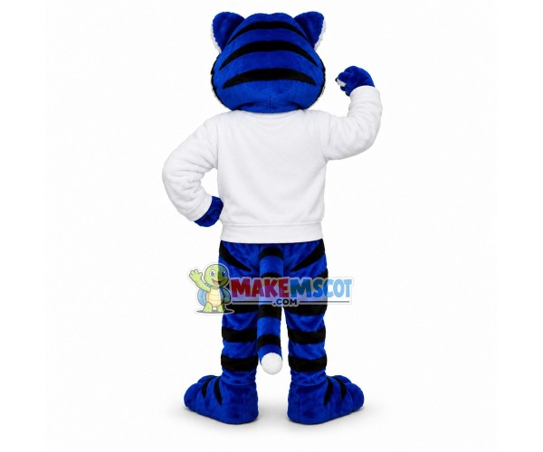 University Blue Tiger Mascot Costume University Blue Tiger Mascot Costume