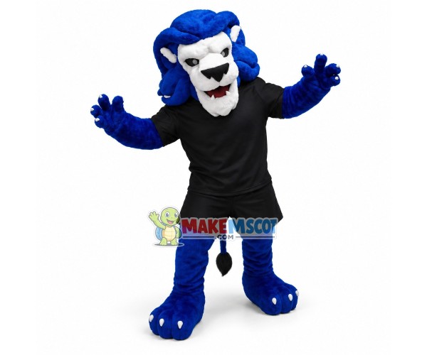 Blue Lion With White Face High School Mascot Costume 