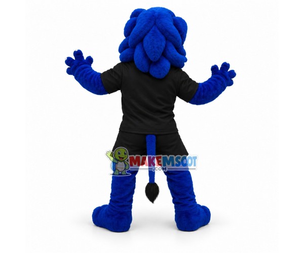 Blue Lion With White Face High School Mascot Costume 