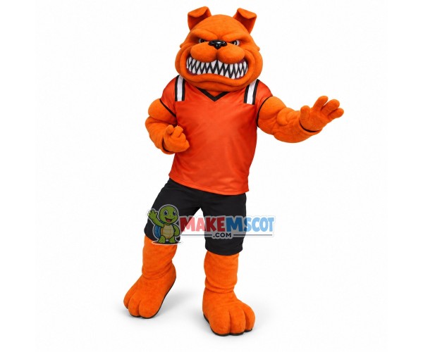 Football Power Orange Mad Dog Mascot Costume Football Power Orange Mad Dog Mascot Costume