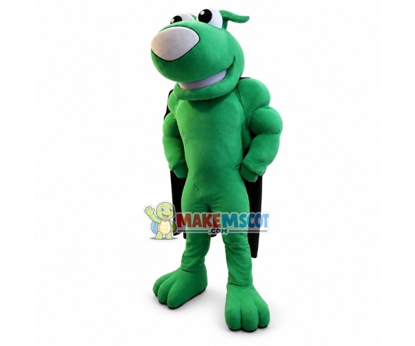 Power Green Dog Mascot Costume Power Green Dog Mascot Costume