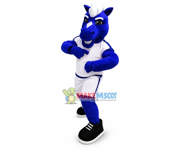 Power Blue Pony High School Mascot Costume Power Blue Pony High School Mascot Costume