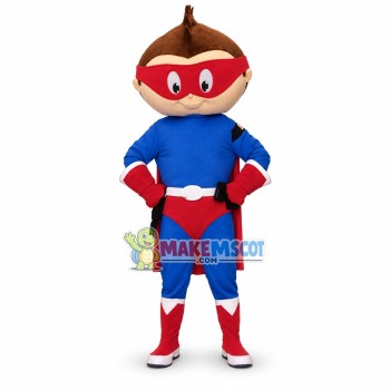 Hero Kid Mascot Adult Costume Hero Kid Mascot Adult Costume
