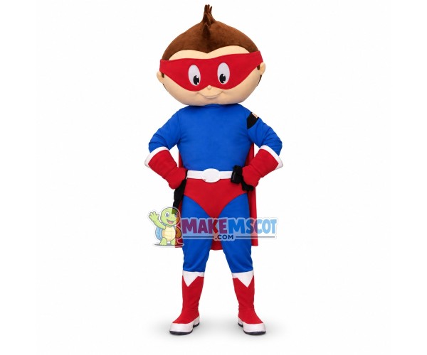 Hero Kid Mascot Adult Costume Hero Kid Mascot Adult Costume