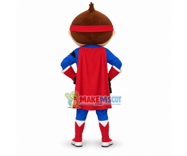 Hero Kid Mascot Adult Costume Hero Kid Mascot Adult Costume