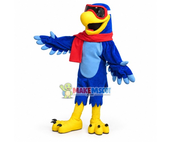 Lovable Blue Snowhawks Mascot Costume Lovable Blue Snowhawks Mascot Costume