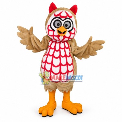Light Brown & Red Owl Mascot Costume 