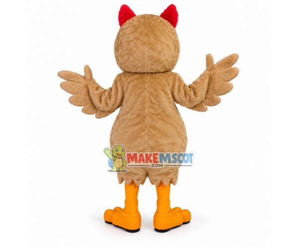 Light Brown & Red Owl Mascot Costume Light Brown & Red Owl Mascot Costume