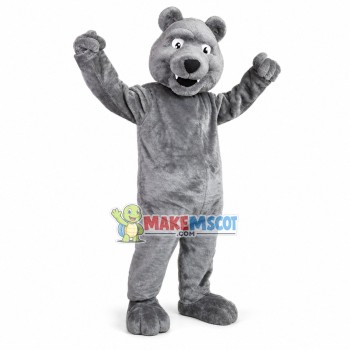 Friendly Grey Bear Mascot Costume 