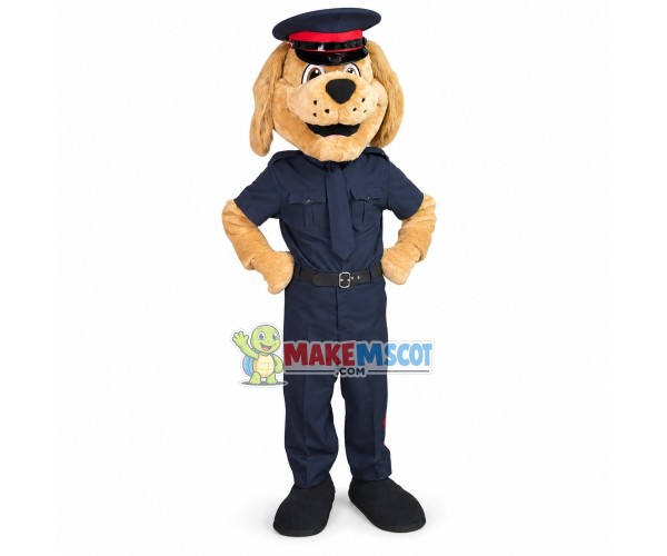 Lovely Regional Police Beige Dog Mascot Costume Lovely Regional Police Beige Dog Mascot Costume