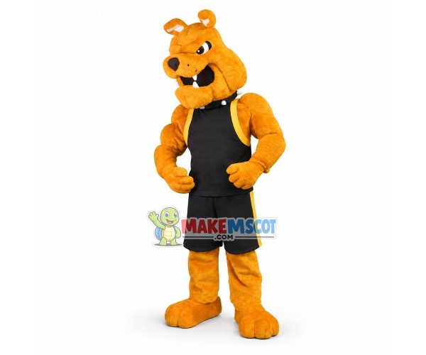 University Power Fierce Yellow Bulldog Mascot Costume 