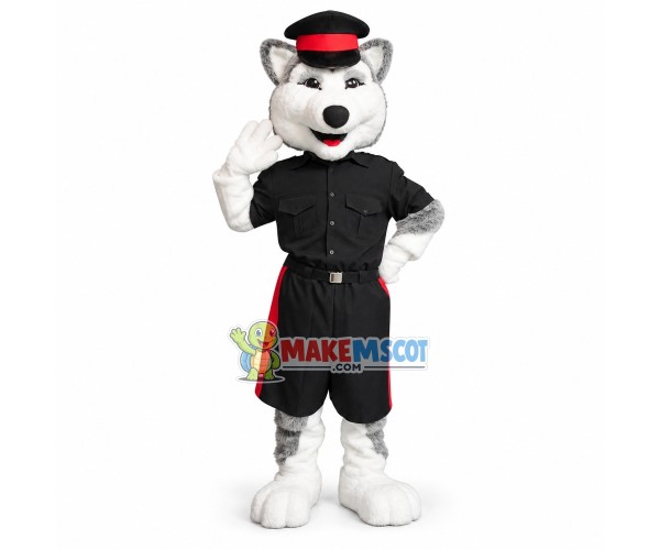 Lovely Police Grey Husky Mascot Costume Lovely Police Grey Husky Mascot Costume