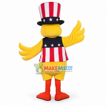 Cute American Uncle Sam Yellow Duck Mascot Costume Cute American Uncle Sam Yellow Duck Mascot Costume