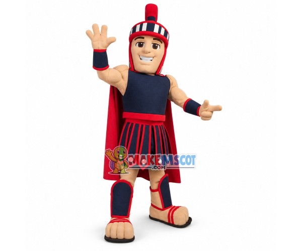Blue & Red Spartan Warrior Mascot Costume Blue & Red Spartan Warrior Mascot Costume