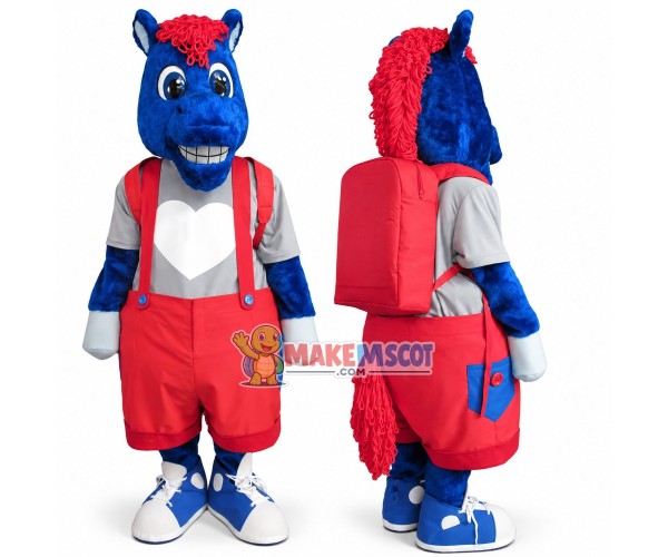 Kid Blue Pony Mascot Costume Kid Blue Pony Mascot Costume