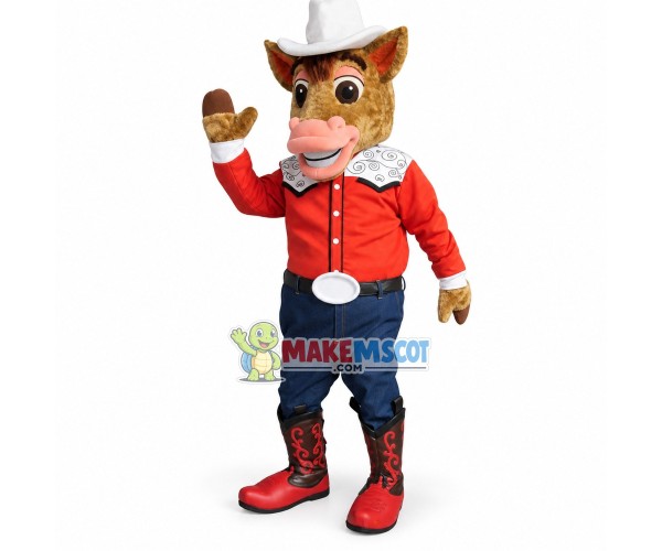 Cowboy Texas Horse Mascot Costume Cowboy Texas Horse Mascot Costume