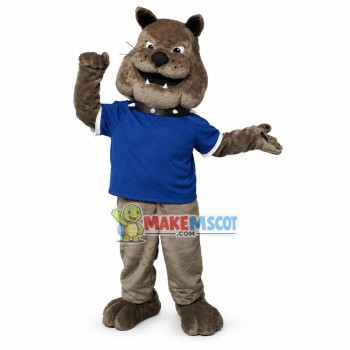 Happy Grey Bulldog School Mascot Costume 