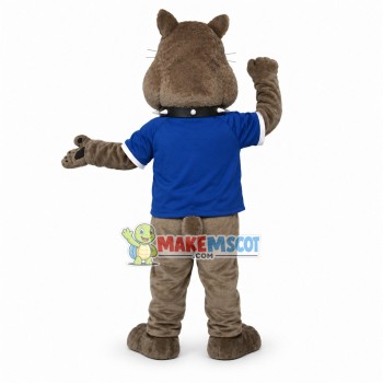 Happy Grey Bulldog School Mascot Costume 