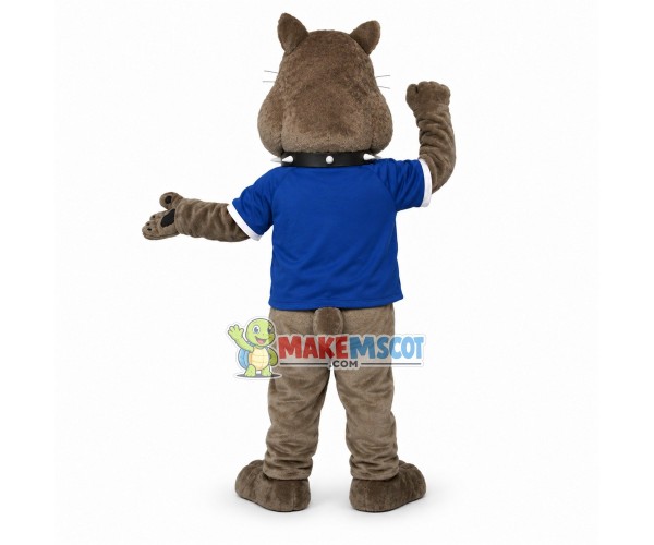 Happy Grey Bulldog School Mascot Costume Happy Grey Bulldog School Mascot Costume