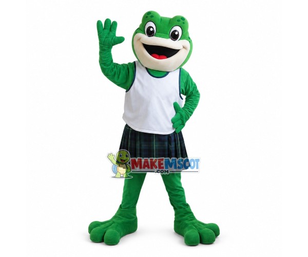 Happy Green Frog School Mascot Costume	