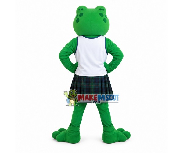 Happy Green Frog School Mascot Costume Happy Green Frog School Mascot Costume