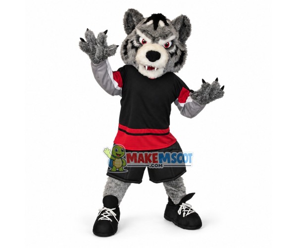 Hockey Fierce Gray Wolf Mascot Costume Hockey Fierce Gray Wolf Mascot Costume
