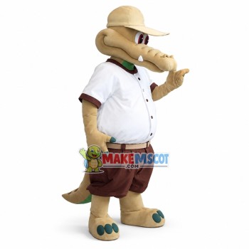 Baseball Beige Alligator Mascot Costume	