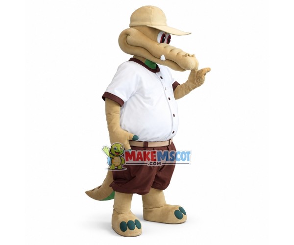 Baseball Beige Alligator Mascot Costume Baseball Beige Alligator Mascot Costume