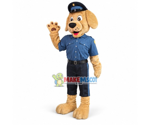 Adorable Police Yellow Labrador Mascot Costume Adorable Police Yellow Labrador Mascot Costume