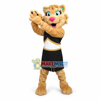 Lovely Cheerleader Light Brown Kitty Mascot Costume	
