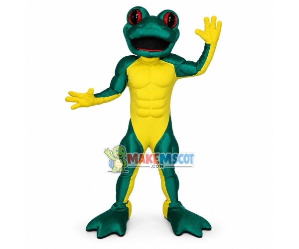 Power Frog Mascot Costume Power Frog Mascot Costume