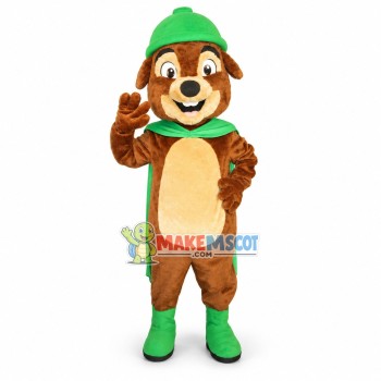 Green Prairie Environmental Dog Mascot Costume Green Prairie Environmental Dog Mascot Costume