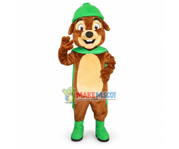 Green Prairie Environmental Dog Mascot Costume Green Prairie Environmental Dog Mascot Costume