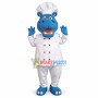 Happy Chef Blue Hippo Mascot Costume 