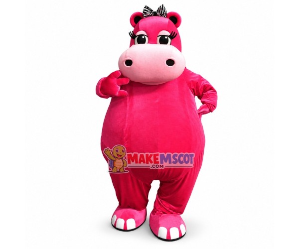 Cute Cartoon Pink Hippo Girl Mascot Costume Cute Cartoon Pink Hippo Girl Mascot Costume