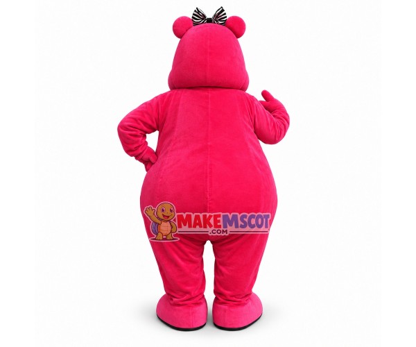 Cute Cartoon Pink Hippo Girl Mascot Costume Cute Cartoon Pink Hippo Girl Mascot Costume