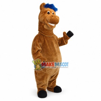 Brown Horse With Blue Mane Mascot Costume Brown Horse With Blue Mane Mascot Costume