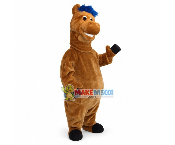 Brown Horse With Blue Mane Mascot Costume Brown Horse With Blue Mane Mascot Costume