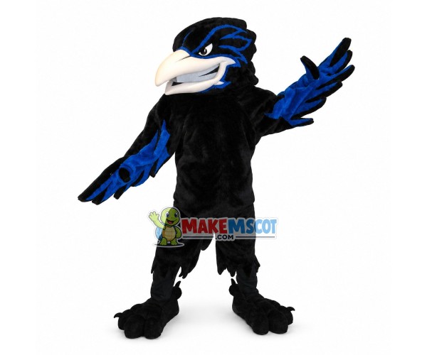 Fierce Black & Blue Raven Mascot Costume Fierce Black & Blue Raven Mascot Costume