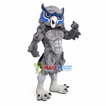 Screaming Power Grey Owl Mascot Costume Screaming Power Grey Owl Mascot Costume