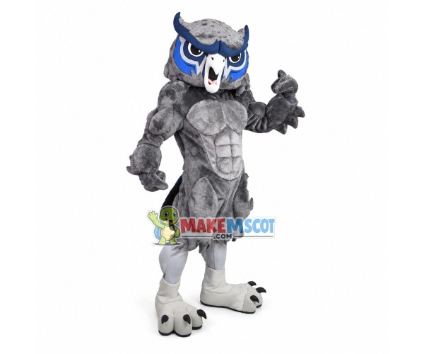 Screaming Power Grey Owl Mascot Costume 