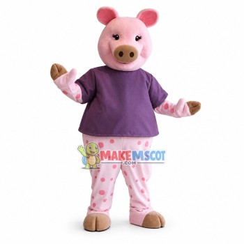 Pink Spotted Pig Mascot Costume Pink Spotted Pig Mascot Costume