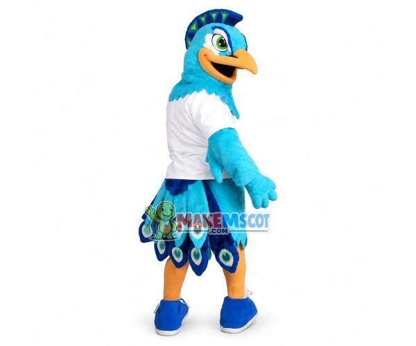 University Blue Peacock Mascot Costume	