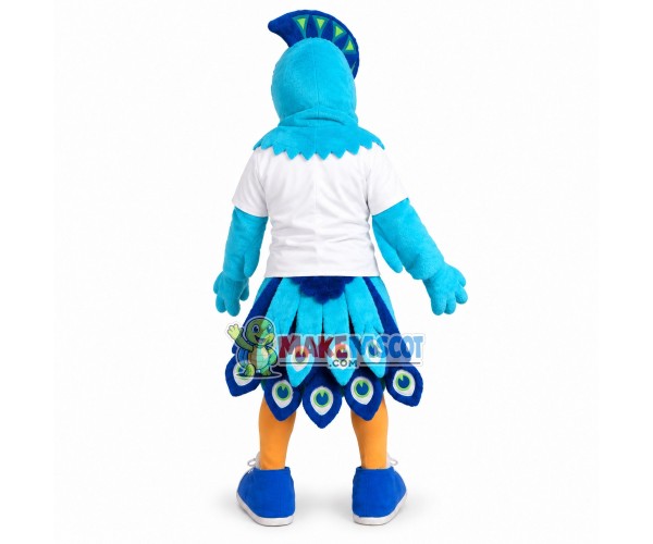 University Blue Peacock Mascot Costume University Blue Peacock Mascot Costume