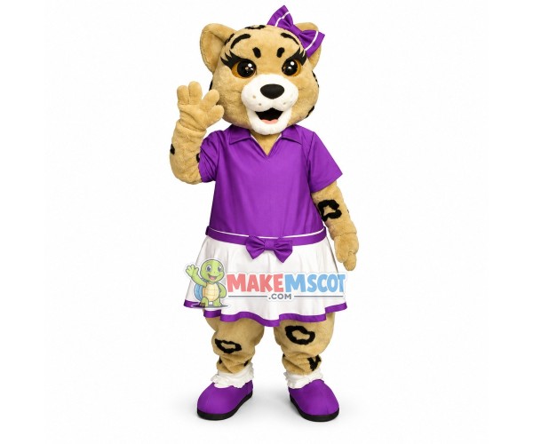 Cute Penelope the Panther Cub Mascot Costume Cute Penelope the Panther Cub Mascot Costume
