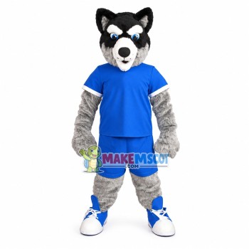 College Grey Husky Dog Mascot Costume College Grey Husky Dog Mascot Costume