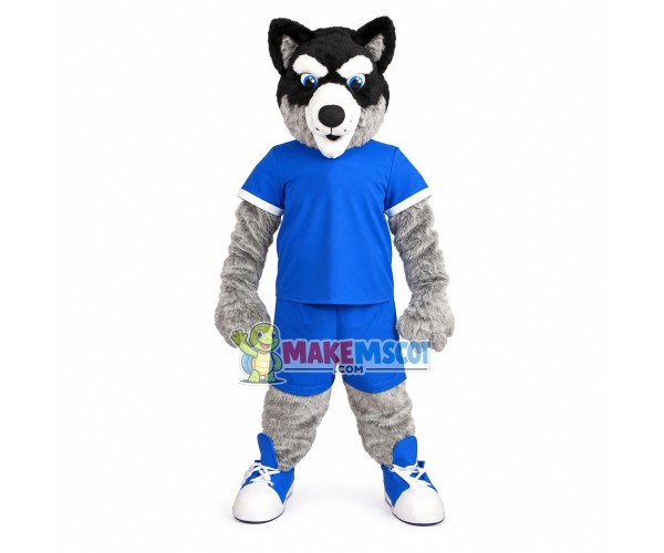 College Grey Husky Dog Mascot Costume 