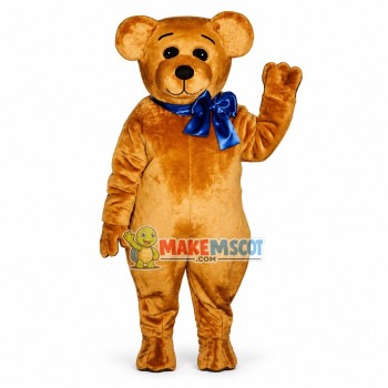 Teddy Bear With Blue Bow Mascot Costume