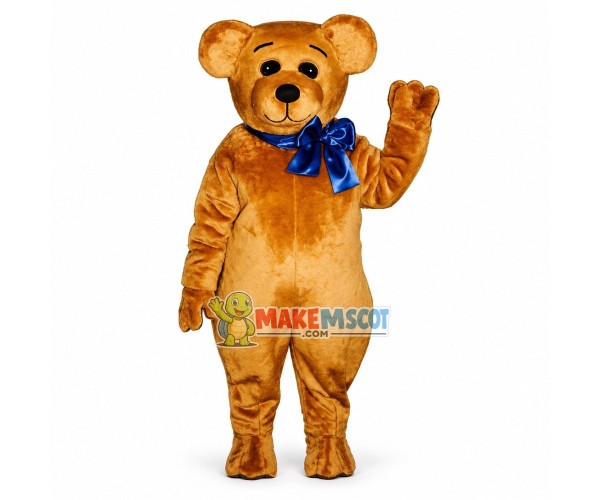 Teddy Bear With Blue Bow Mascot Costume