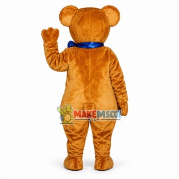 Teddy Bear With Blue Bow Mascot Costume Teddy Bear With Blue Bow Mascot Costume